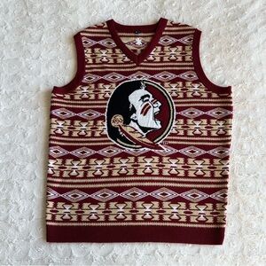 Florida State University Sweater Pullover Mens XL Garnet Seminole Vest Aztec